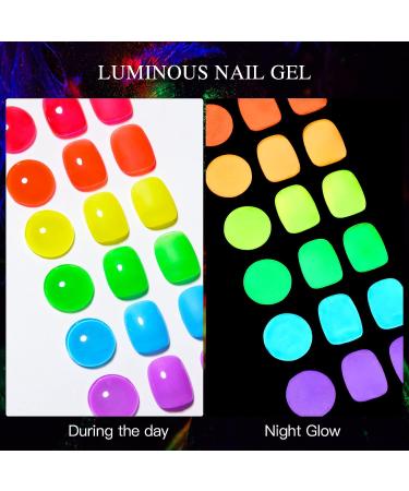 MSRUIOO Glow in the Dark Gel Nail Polish Set - 6 Luminous Neon Colors for DIY Nail Art | Fluorescent Gel Polish with Glow Effect | Soak Off UV Gel Polish - Buy Online on SooperMarket.com