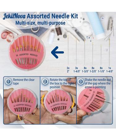 30 Pack Premium Hand Sewing Needles - Assorted Sizes for Handsewing, Stitching, Repair & Embroidery - Buy Online on SooperMarket.com