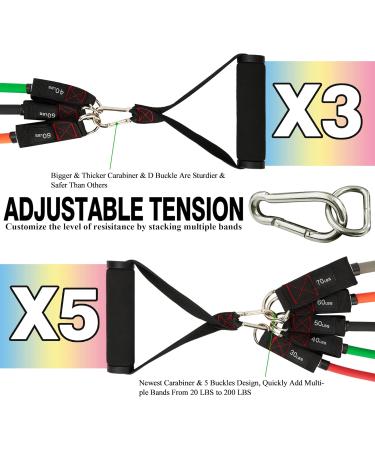 TheFitLife Exercise Resistance Bands with Handles - 5 Stackable Fitness Bands up to 300 lbs - Includes Handles, Ankle Straps, Door Anchor & Carry Bag - Buy Online on SooperMarket.com