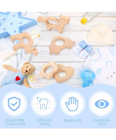 Shop Baby Wooden Pouring Ring Toys - 9 Natural Wood Teething Rings for Babies | Safe DIY Handmade Baby Toys - Buy Online on SooperMarket.com