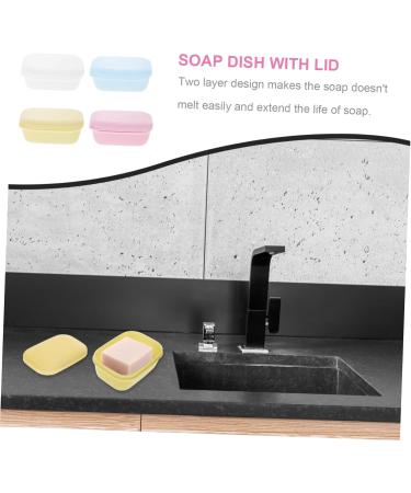 Cabilock 4pcs Box Soap Bar Case Suction Cup Soap Holder Bathroom Soap Bar Soap Holder Dish Soap Container with Lid Soap Dish with Lid Soap Container Soap Case With Cover Drain - Buy Online on SooperMarket.com