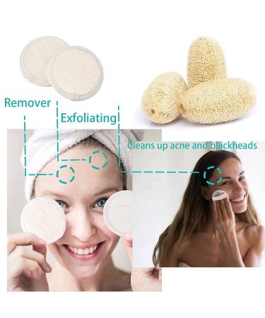 Natural Loofah Face Exfoliator Pads - 100% Handheld Scrubber for Bathing and Showering - Ideal for Spa Facial Cleansing - Men and Women - 2pcs - Buy Online on SooperMarket.com