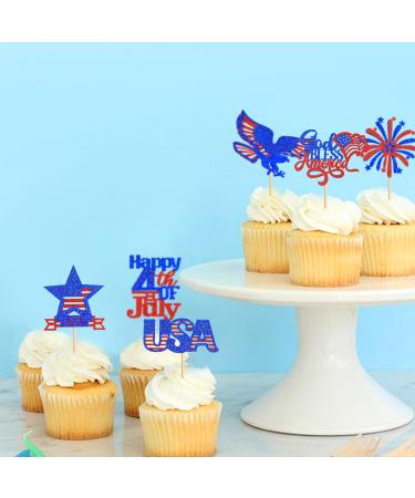 24 Pcs Independence Day Cupcake Toppers Glitter National Flag Cake Topper Picks Toothpick Toppers 4th of July Flag Day Photo Props for Patriotic Party Supplies (eagle-godbless-you) - Buy Online on SooperMarket.com