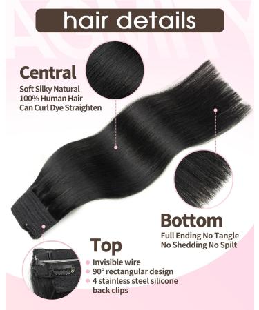 AGMITY Wire Hair Extensions Real Human Hair Jet Black 80g 16 Inch Straight invisible Removable Thick Fishing Line One Piece Clip in Extensions Human Hair(16 Inch #1 Jet Black) Wire-16 inch-80g #1 Jet Black - Buy Online on SooperMarket.com
