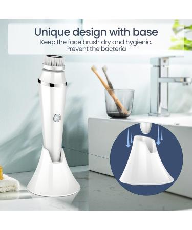 4 in 1 Facial Cleansing Brush - Electric Face Spin Brush with 4 Replacement Heads for Cleaning Exfoliating Massaging (White) - Buy Online on SooperMarket.com