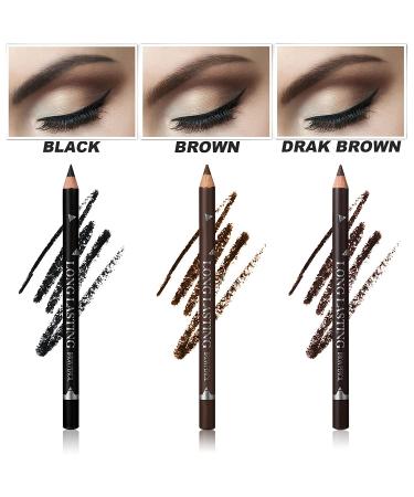 Sumeitang 12 Pcs Dark Brown Eyebrow Pencil Eyeliner Set - Waterproof, Long Lasting Eye Brow Pencil for Women - Professional Eye Makeup Gel Pen - Buy Online on SooperMarket.com