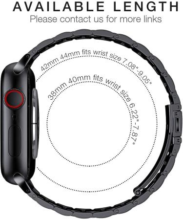 EPULY Compatible with Apple Watch Band 49mm 45mm 44mm 42mm 41mm 40mm 38mm Business Stainless Steel Metal Wristband for iWatch SE & Series Ultra se 8/7/6/5/4/3/2/1 A-Black 45mm 44mm 42mm 49mm - Buy Online on SooperMarket.com