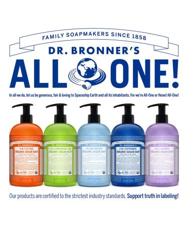 Dr. Bronner's Organic Sugar Soap (Peppermint 24oz) - 4-in-1 Vegan Formula for Hands, Body, Face, and Hair - Cleanses, Moisturizes, and Nourishes - Buy Online on SooperMarket.com