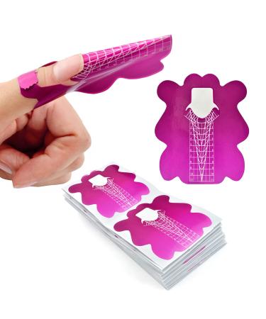 200Pcs Professional Stiletto Nail Forms Acrylic Curve Nails UV Gel Nail Extension Nail Art Guide Form Self-Adhesive Sticker HJ-NTF051 Pink and Silver