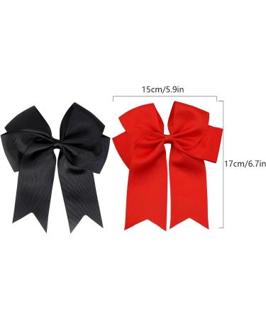 2 Pack 6 inch Bow Hair Clips Large Hair Bow Hair Barrette Clips for Women Girls Red Hair Bows(Black Red) - Buy Online on SooperMarket.com