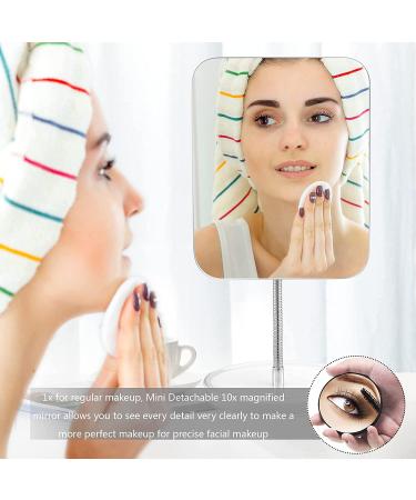 JASEFA 10x Magnification Makeup Mirror with Flexible Gooseneck Stand - White, 360 Rotation, Tabletop Cosmetic Mirror for Shower, Shaving, and Travel - Medium Size - Buy Online on SooperMarket.com