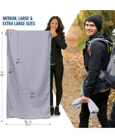 VENTURE 4TH Quick Dry Travel Towel | Fast Drying Microfiber | Essential for Camping, Yoga, Gym | 3 Compact Sizes | Gray Blue | Large 31.5 x 60 - Buy Online on SooperMarket.com