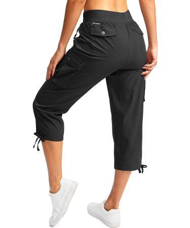 Soothfeel Women's Cargo Capris Pants - Lightweight Quick Dry Summer Pants | 6 Pockets, Ideal for Travel & Hiking | Casual Black X-Large - Buy Online on SooperMarket.com