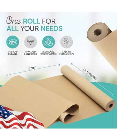 2 Rolls Pack -- Brown Kraft Paper Made in USA 17.75 x 1200 Per Roll (200 feet) Ideal for Gift Wrapping  Art  Craft  Packing  Shipping  Floor Covering  Dunnage  Table Runner  100% Recycled Material - Buy Online on SooperMarket.com