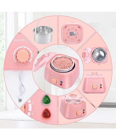 Bouvetan At-Home Waxing Kit for Women - 17.5oz Hard Wax Beads - Ideal for Face, Eyebrow, Armpit, Arms, Legs, Bikini - Includes 20 Wax Sticks - Rose Scented - Buy Online on SooperMarket.com