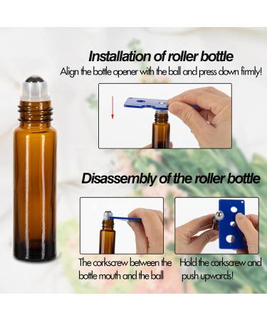 6 Pack Essential Oil Roller Bottles - 10ml Amber Glass with Stainless Steel Rollers | Includes Labels Openers Funnels & Dropper | Perfect for DIY Essential Oils - Buy Online on SooperMarket.com
