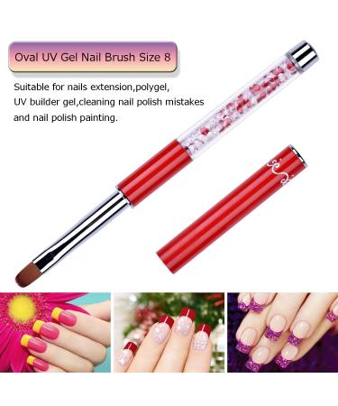 Buy Oval & Flat UV Gel Nail Brush Set | Rhinestone Handle | Professional Multicolor Nail Art Tools for Salon & DIY - Buy Online on SooperMarket.com