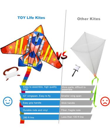 TOY Life 2 Pack Airplane Kites for Kids | Easy-to-Fly Large Beach Kite Set | Ideal Outdoor Gift for Children - Buy Online on SooperMarket.com