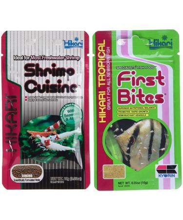 Hikari Inc AHK19404 Shrimp Cuisine 0.35 -Ounce + Hikari First Bites Semi-Floating Fry Food for Pets (0.35-Ounce)