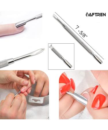 AFTREN Double Sided Metal Cuticle Pusher Tool Manicure Pedicure Salon Professional Cuticle Remover Quality J2 Curved Edge Stainless Steel - Buy Online on SooperMarket.com