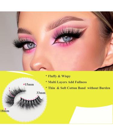 Daoder Fluffy Cat Eye False Eyelashes Set - 10 Pairs Wispy Long Dramatic Volume Lashes with Glue & Tweezers - 18mm Soft & Light Fake Eyelashes (Fluffy Lashes 09) - Buy Online on SooperMarket.com