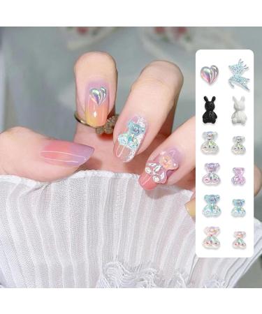 72 Pcs Aurora Teddy Bear Nail Charms - Cute 3D Animal Nail Art Decorations - Buy Online on SooperMarket.com