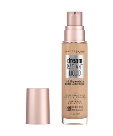Maybelline Dream Radiant Liquid Medium Coverage Hydrating Makeup, Lightweight Liquid Foundation, Natural Beige, 1 Count 1 Fl Oz (Pack of 1) Natural Beige