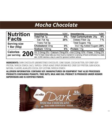 NuGo Dark Protein Bars Mocha Chocolate - 12 Pack, 1.76 oz Each | High Protein Snack - Buy Online on SooperMarket.com