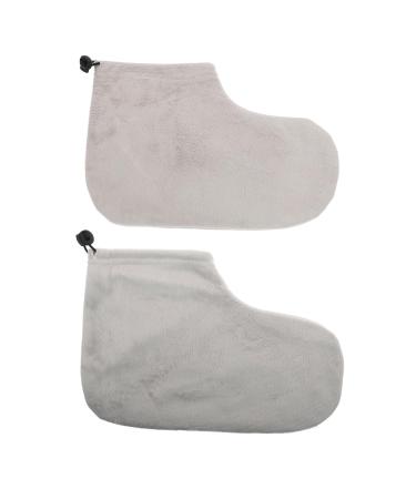 Beavorty 2 pair of warm foot cover for the growth therapy foot bath cover F ustlings from paraffin bath bathing shoes from paraffin paraffin wax inserts foot protection leather case spa cotton grayx2st 28x20x0.9cmx2pcs