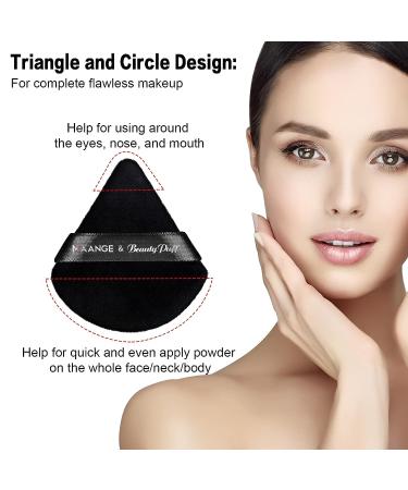 MAANGE 6 Pcs Triangle Makeup Puff Set for Loose Powder - Soft Face Body Foundation Puffs - Triangular Design for Contouring - 3 Black + 3 White - Buy Online on SooperMarket.com