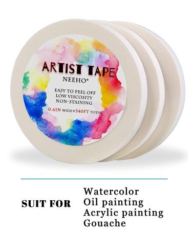 Neeho Artist Tape 3 Pack - Acid-Free White Masking Tape for Watercolor Painting and Canvas Framing - 0.6inch Wide 540FT - Buy Online on SooperMarket.com