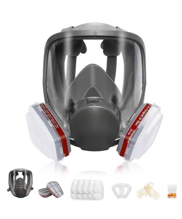 Full Face Reusable Respir tor Mask - Organic Gas Dust Chemical Respirator w/ Extra Filters for Paint Sprayer Woodworking  Painting Machine Polishing Welding  Epoxy Resin and Other Work Protection