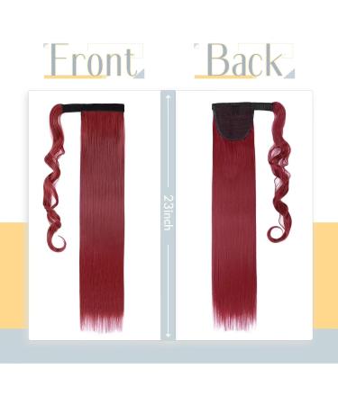23-inch Dark Red Synthetic Clip-in Ponytail Extension | Straight Hairpiece - Buy Online on SooperMarket.com