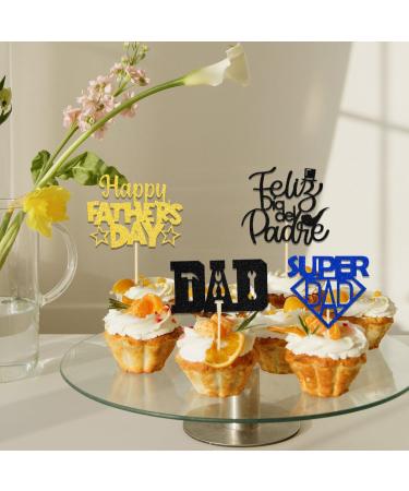 Father's Day Cupcake Toppers Father's Day Decorations Super Dad Cupcake Picks Best Dad Ever Happy Father's Day Party Decor Supplies 24 Pcs - Buy Online on SooperMarket.com