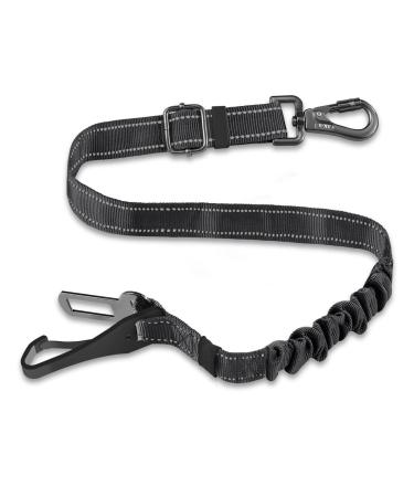 Dog seat belt for car dog belt for car safety harness adjustable with universal plug & fastening of the locking rod (black)