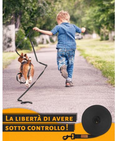 Looxmeer Dog Tow Lines - 3m 5m 7m 10m 15m 20m 30m - Robust Leash with Storage Bag & D-Carabiner | Black 10m - Buy Online on SooperMarket.com