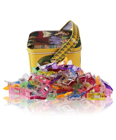 MumCraft Multipurpose Sewing Clips with Tin Box Package Assorted Colors Pack of 100