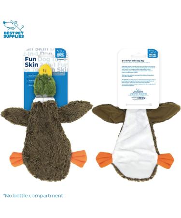 2-in-1 Stuffless Squeaky Dog Toy for Small, Medium, and Large Pets - Durable Fabric, No Stuffing, Indoor Play - Small Brown/Wild Duck - Buy Online on SooperMarket.com