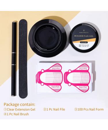 BORN PRETTY Builder Nail Gel Clear 56g | Nail Extension Gel Manicure Set with Forms & Brush Tools - Buy Online on SooperMarket.com