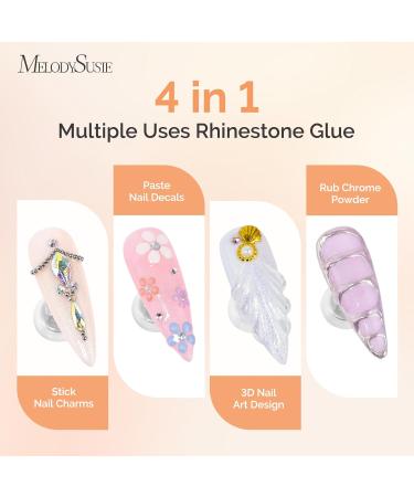 MelodySusie 4 in 1 Rhinestone Nail Glue - 30g Super Strong Gel for Nail Charms & Art | UV/LED Cured 3D Nail Decor - Buy Online on SooperMarket.com