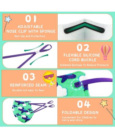 RANTO Kids KN95 Masks for Children 50 Pack - Breathable Face Masks for Girls Boys - 5-Layer Protection - Adjustable Earloop - A-airplane Pattern - Buy Online on SooperMarket.com