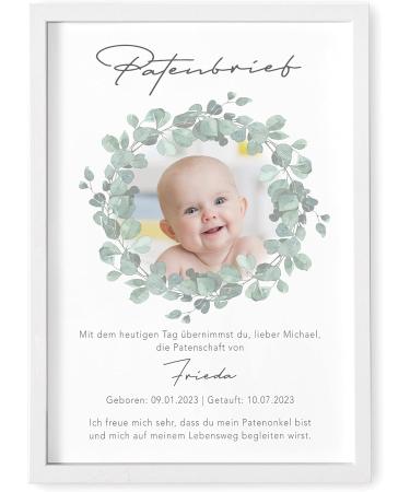 Personalized Godfather Sponsorship Certificate | Unique Photo Gift for Baptism | Custom Eucalyptus Frame Options - Buy Online on SooperMarket.com