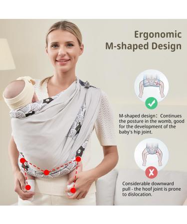 CUBY Natural Cotton Baby Carrier | Extra Comfortable Sling for Newborns & Toddlers - Grey Bear Design - Buy Online on SooperMarket.com