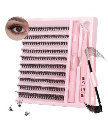 DIY Lash Extension Kit 200pcs Lash Clusters Individual Lashes Eyelash Extension Kit D Curl Volume Cluster Eyelashes with Lash Bond and Seal and Lash Tweezers Application at Home Lash Extension Kit(30D 30D KIT
