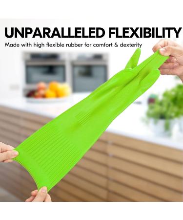 Vgo Reusable Long Sleeve Dishwashing Gloves, Size L Green - 1 Pair | Thick Latex Cleaning Gloves for Kitchen, Washing, Painting, Gardening, Pet Care - Buy Online on SooperMarket.com