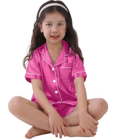 SWOMOG Kids Silk Pyjamas Set - Short Sleeve Satin PJs for Girls Boys in Rose, Ages 4-16 - Buy Online on SooperMarket.com