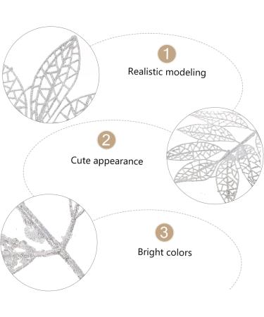 Abaodam 5pcs Christmas Simulated Leaves Gold Dining Table Christmas Glitter Stems Creative Pendant Bride Silver 41x20x0.1cm - Buy Online on SooperMarket.com