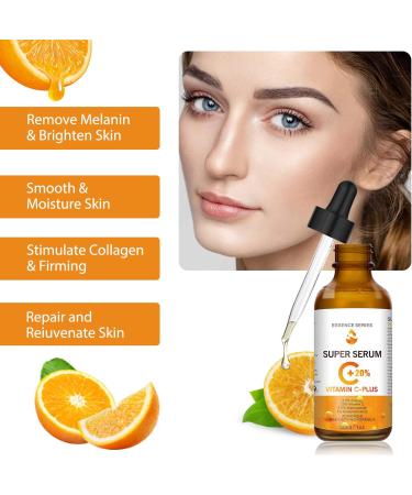 20% Vitamin C Serum for Face with Hyaluronic Acid & Retinol Serum 30ML Natural Anti Aging & Wrinkle Facial Serum Boost Skin Collagen Hydrate Brighten Plump Skin (30ml) - Buy Online on SooperMarket.com