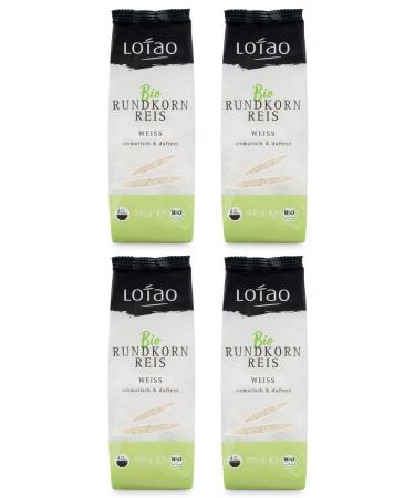 Mild Lotao Bio-Rundkorn rice white (4x 500g) |White round grain rice at the benefit pack |Fast boiling organic rice with fragrant aroma for mild dishes risotto rice pudding and desserts 4x 500 g round grain rice white