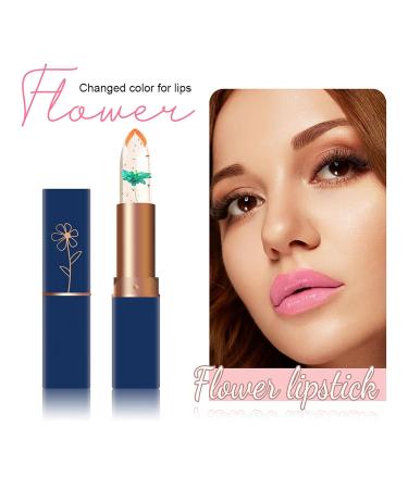 6 PCS pH Color Changing Lipstick - Crystal Flower Jelly Lip Balm for All Skin Tones | Soft Tint & Shimmer Effect (Pink) - Shop Internationally - Buy Online on SooperMarket.com